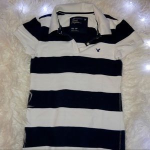 XS American Eagle Navy and White Polo